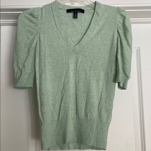 White House Black Market Light Green V-Neck Top
